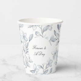 Chic Silver White Floral Wedding Pappbecher