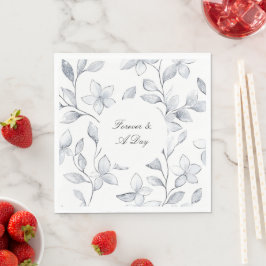 Chic Silver White Floral Wedding Serviette