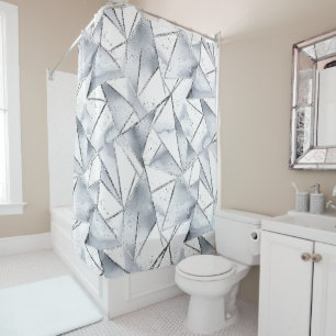 Chic Silver White Triangle Duschvorhang