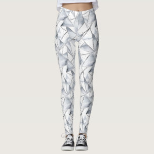 Chic Silver White Triangle Leggings