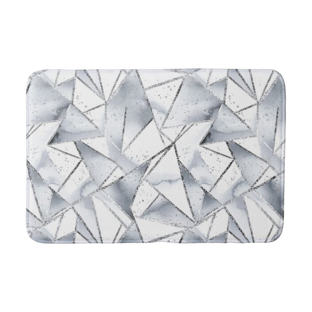 Chic Silver White Triangle Weihnachten Badematte (Vorderseite)