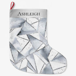 Chic Silver White Triangle Weihnachten Großer Weihnachtsstrumpf