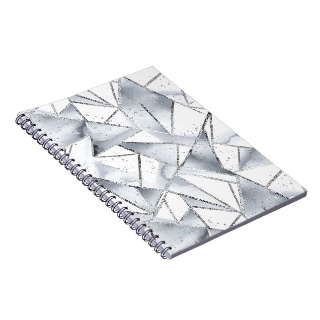 Chic Silver White Triangle Weihnachten Notizblock (Rechte Seite)