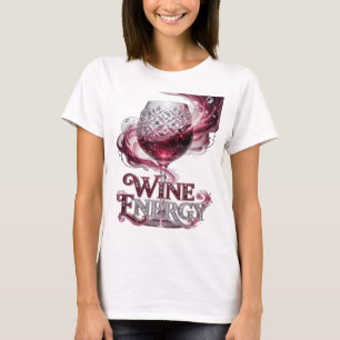 Chic Silver WINE ENERGY 3D Text Kunst T-Shirt