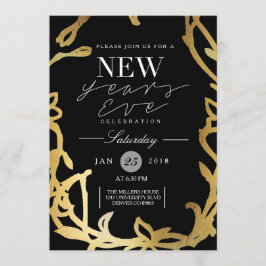 Chic Silvester Party | Gold Floral Einladung