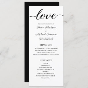 Chic Simple Black and White Wedding Liebe Script Programm