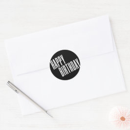 Chic & Simple Black & White Happy Geburtstag Runder Aufkleber