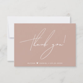 Chic Simple Blank Back Wedding Blush Pink Dankeskarte