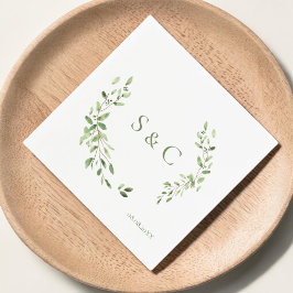 Chic Simple Custom Monogram Wreath Wedding Serviette