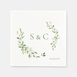 Chic Simple Custom Monogram Wreath Wedding Serviette