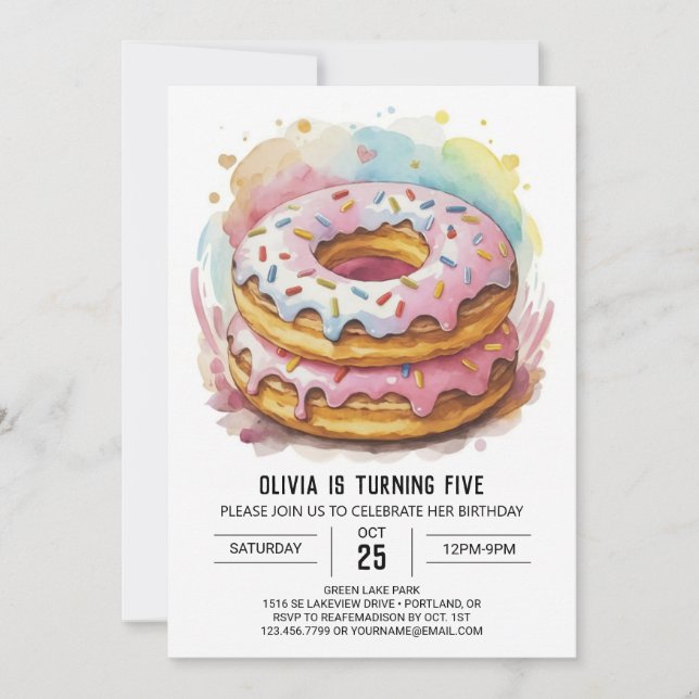 Chic Simple Donuts Geburtstag Einladung (Vorderseite)