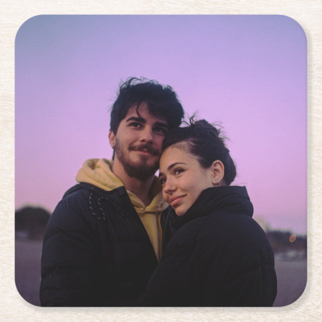 Chic Simple Foto Personalisiert Rechteckiger Pappuntersetzer (Vorderseite)