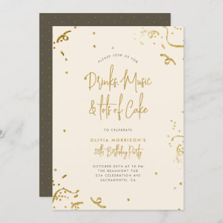 Chic Simple Gold Glitzer Confetti 30. Geburtstag Einladung