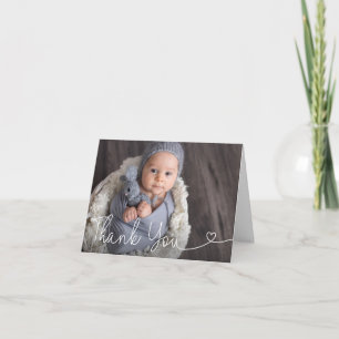 Chic Simple Heart Schrift Baby Boy Baby-Party Dankeskarte
