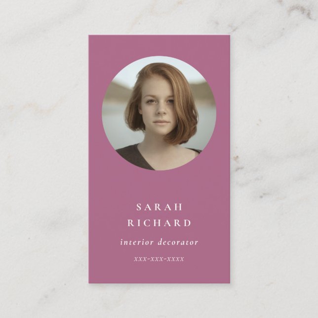 Chic Simple Minimal Rose Rosa Berufliches Foto Visitenkarte (Vorderseite)