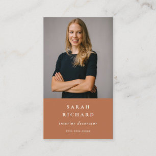 Chic Simple Minimal Rost Orange Berufliches Foto Visitenkarte