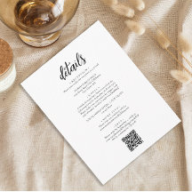 Chic Simple Minimal Script QR Code Wedding Details