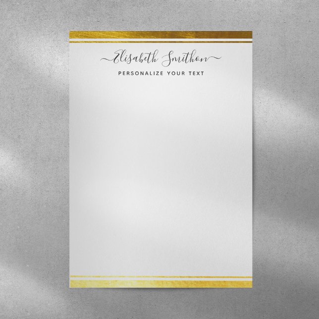 Chic Simple Minimal White Gold Personal Stationery Briefbogen (Von Creator hochgeladen)
