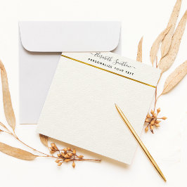 Chic Simple Minimal White Gold Personal Stationery Mitteilungskarte