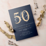 Chic Simple Minimalistisch Blue Gold 50. Geburtsta Einladung<br><div class="desc">Chic Simple Minimalistisch Blue Gold 50. Geburtstag Einladung</div>