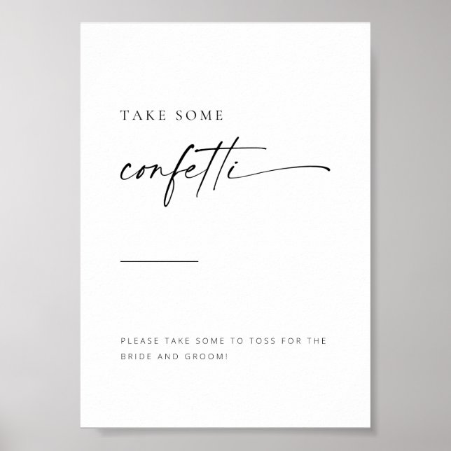 Chic + Simple Modern Script Confetti Toss Zeichen Poster (Vorne)