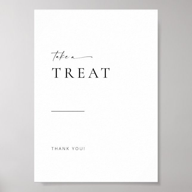 Chic + Simple Modern Script Wedding Leckerei Sign Poster (Vorne)