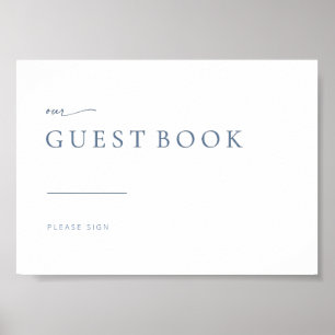 Chic Simple Modern Wedding Guest Book Sign   Blau Poster