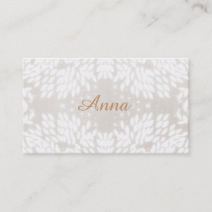 Chic Simple Name White Blätter IMITATE Beige Linen Visitenkarte