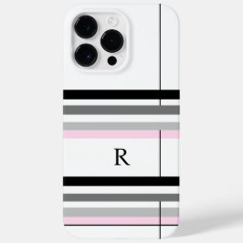 Chic Simple Pink Black Grau White Custom Monogram Case-Mate iPhone 14 Pro Max Hülle