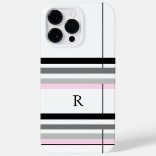 Chic Simple Pink Black Grau White Custom Monogram Case-Mate iPhone 14 Pro Max Hülle