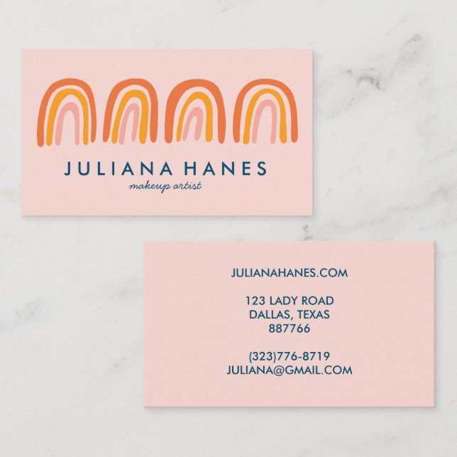 Chic Simple Pink Orange Rainbows Visitenkarte (Vorne/Hinten)