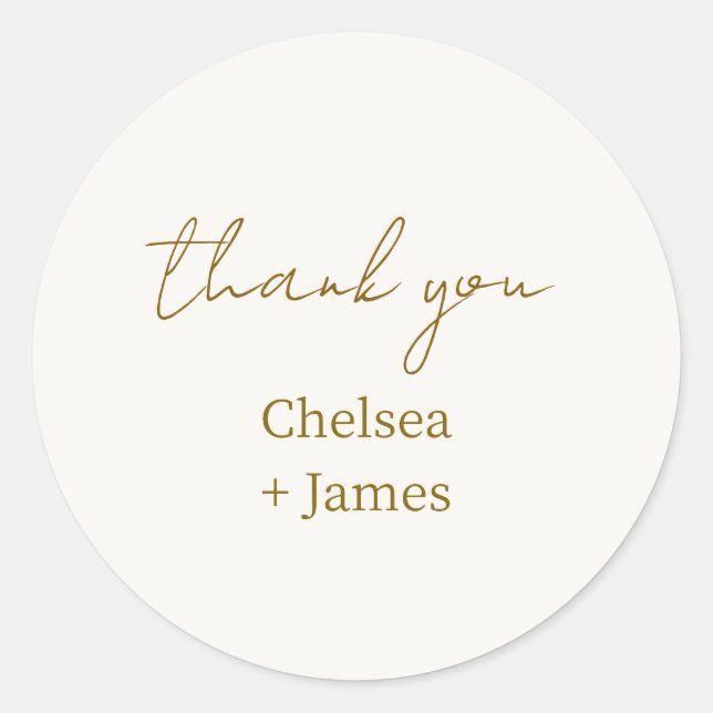 Chic Simple Script Danke Hochzeit Runder Aufkleber (Vorderseite)