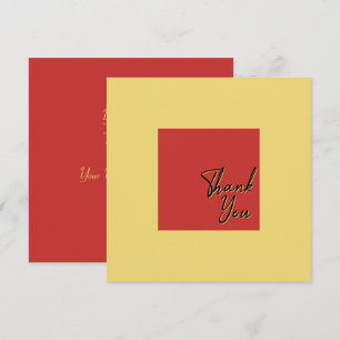 Chic Simple Square Gold Rot und Schwarzer Text Dankeskarte