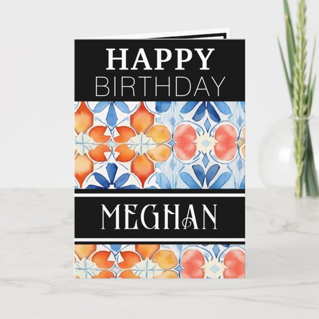 Chic Simple Summer Happy Birthday Karte (Vorderseite)