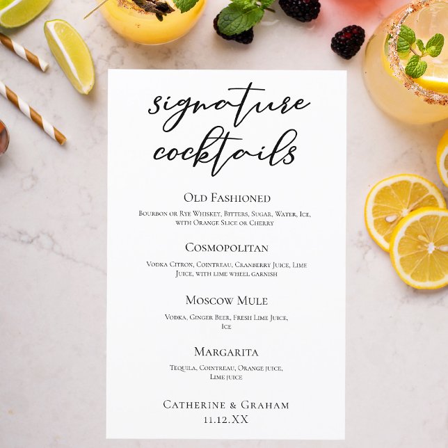 Chic Simple Wedding Signature Cocktails Bar Menu (Von Creator hochgeladen)