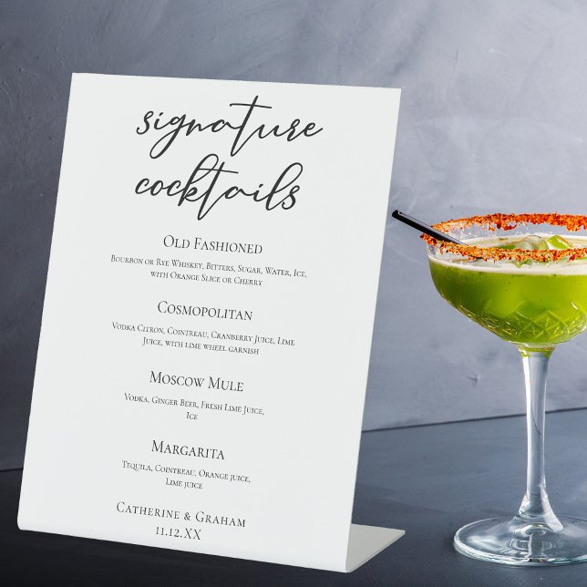 Chic Simple Wedding Signature Cocktails Bar Menu Sockelschild (Von Creator hochgeladen)