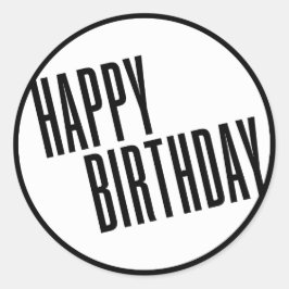 Chic & Simple White & Black Happy Geburtstagsticke Runder Aufkleber