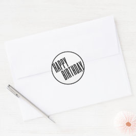 Chic & Simple White & Black Happy Geburtstagsticke Runder Aufkleber