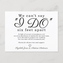 Chic Six Feet Apart Postponed Change Date Wedding Ankündigungspostkarte
