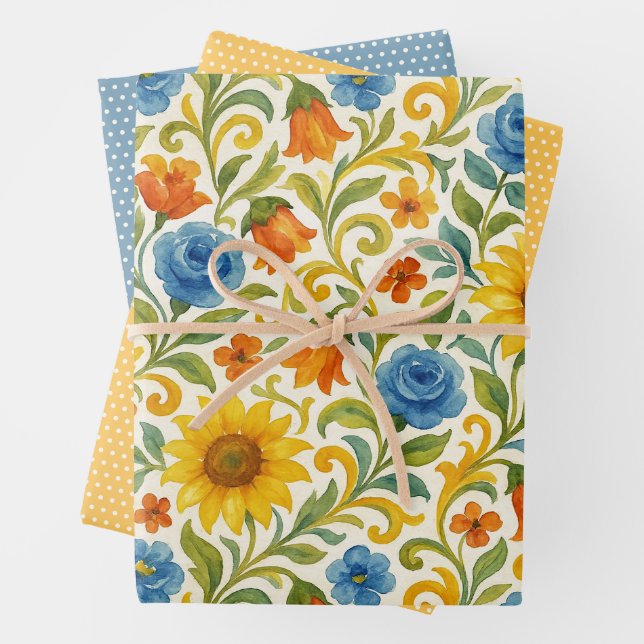 Chic sizilian farbenfrohe Blätter Blumenmuster (Beispiel)