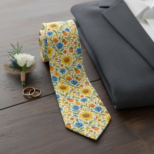 Chic sizilian farbenfrohe Blätter Blumenmuster Krawatte (Von Creator hochgeladen)