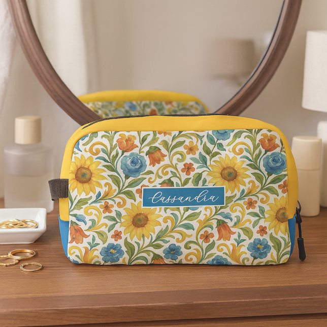 Chic sizilian farbenfrohe Blätter Blumenmuster Waschbeutel (Von Creator hochgeladen)