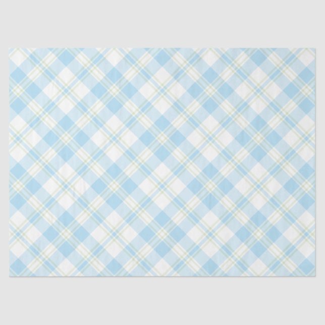 Chic Sky Blue and White Karo Tissue Paper Seidenpapier (Vorderseite)