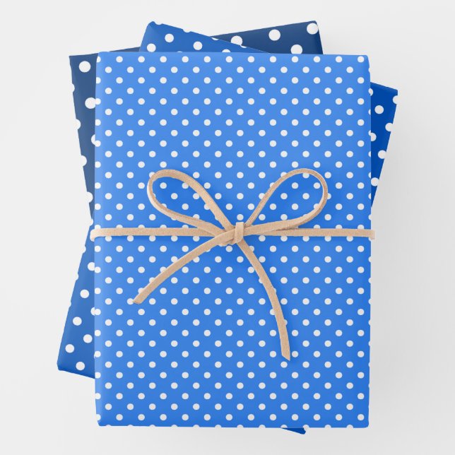 Chic Sky Blues White Polka Dots Muster Geschenkpapier Set (Beispiel)