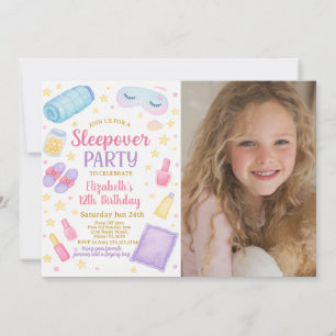 Chic Sleepover Geburtstag Einladung mit Foto