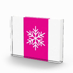 Chic Snowflake Vertikal Bright Pink White Stripes Fotoblock