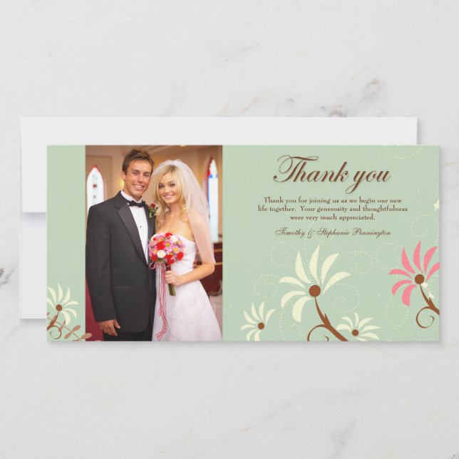 Chic soft aquamarin + creme blumenehe danke (Vorderseite)