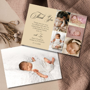 Chic Soft Beige Six Foto Baby Shower Danke