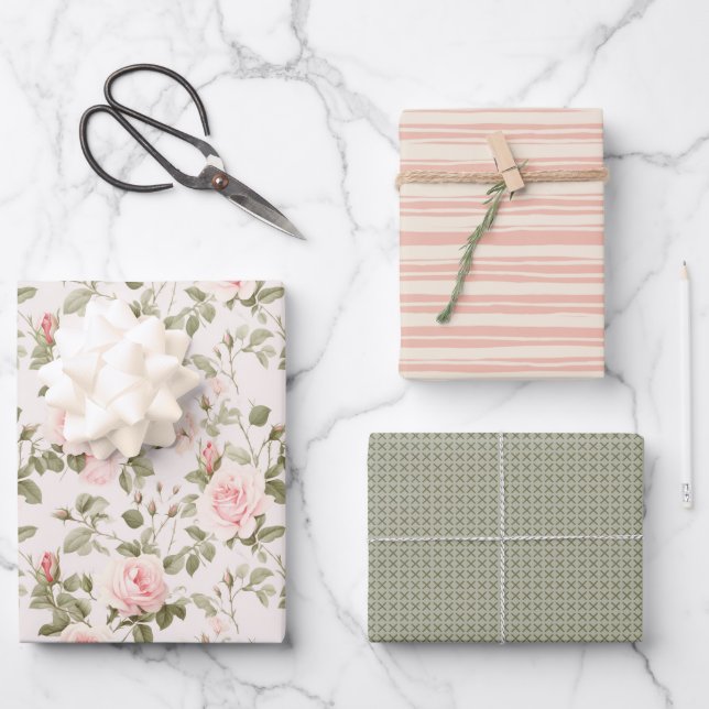 Chic Soft Blush Geschenkpapier Set (Vorderseite)