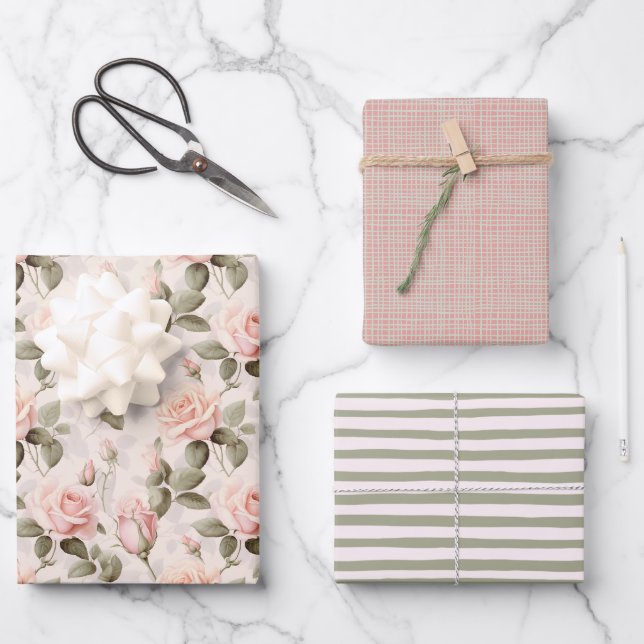 Chic Soft Blush Geschenkpapier Set (Vorderseite)